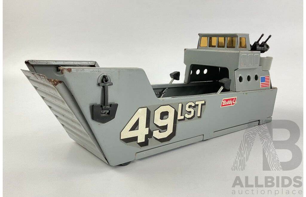 Vintage Buddy L Pressed Steel Navy Landing Boat 49 LST, Made in Japan