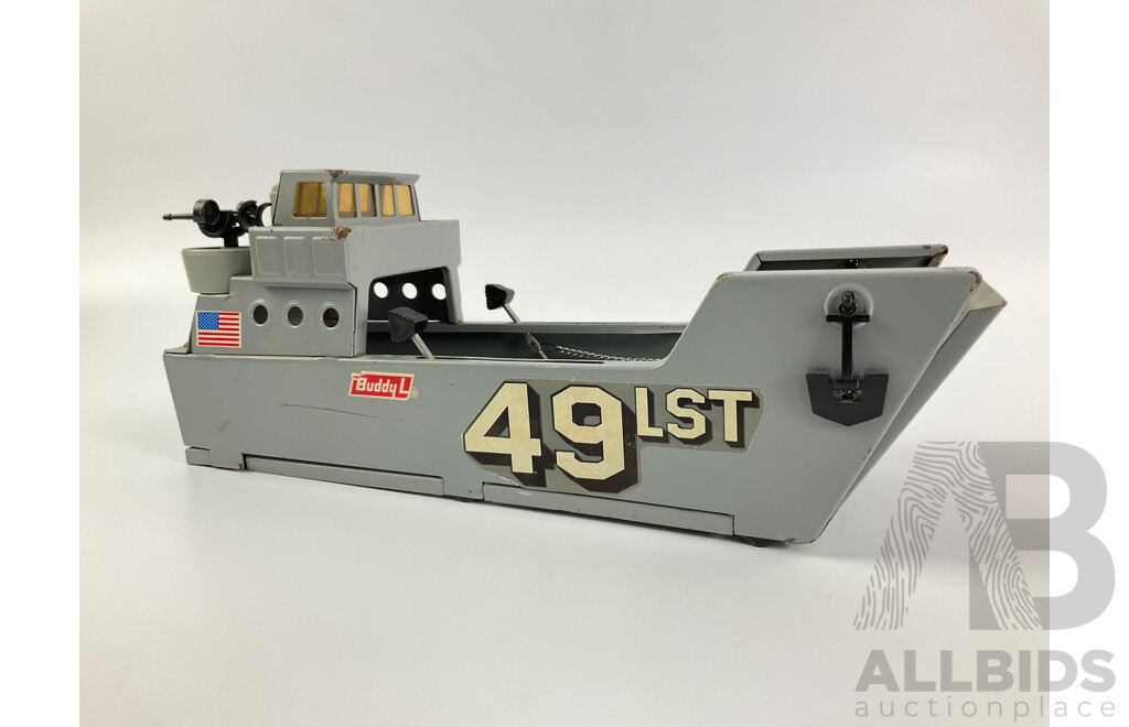 Vintage Buddy L Pressed Steel Navy Landing Boat 49 LST, Made in Japan