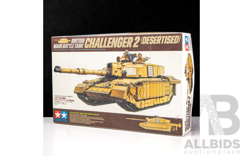 Boxed Vintage Tamiya British Main Battle Tank Challenger 2 (Desertised) 274 - 1:35 Scale