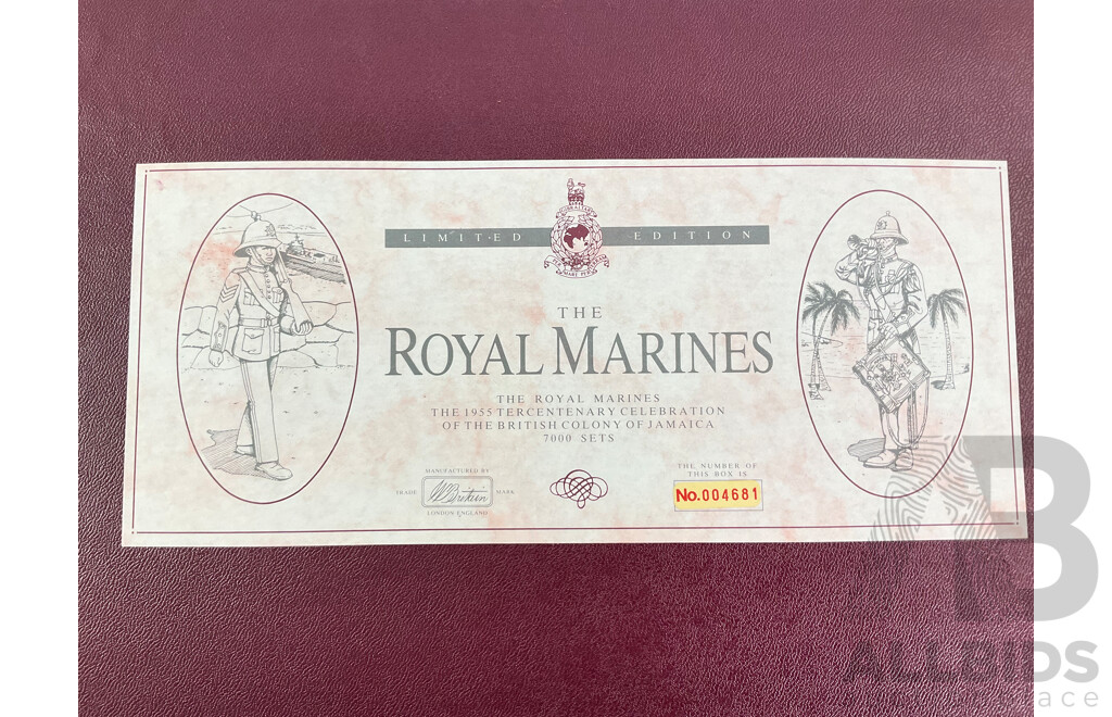 Vintage William Britain Cast Lead Limited Edition Royal Marines Set, 1955 Tercentenary Celebration of the British Colonies of Jamaica Made in England