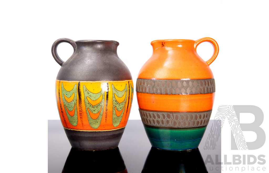 Pair of Matched Vintage Glazed Jugs ByScheurich Keramik