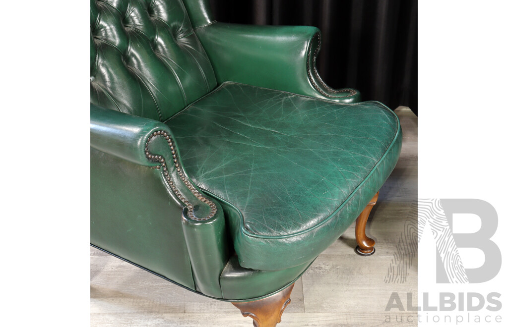 Pair of Vintage Leather Chesterfield Wing Back Armchairs