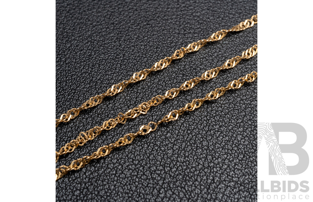 9ct Rope Twist Necklace 40cm & 9ct Fine Curb Link Necklace 42cm, Scrap or Repair, 3.56 Grams