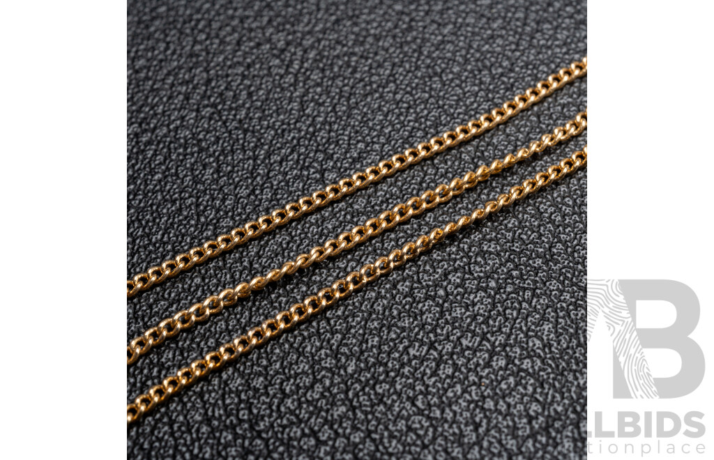 9ct Rope Twist Necklace 40cm & 9ct Fine Curb Link Necklace 42cm, Scrap or Repair, 3.56 Grams