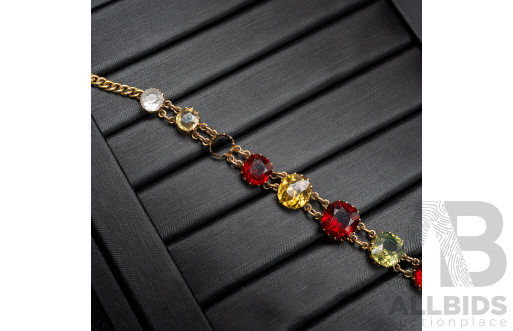 14ct Antique Victorian Harlequin Bracelet, 17cm, 5.32 Grams