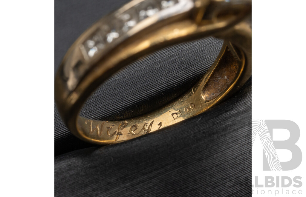 18ct 1.0ct Princess Cut Diamond Cluster Engagement Ring, Size N, 5.49 Grams