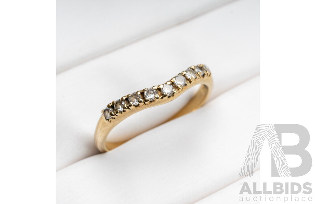 9ct Diamond V Shaped Wedding/Eternity Ring, TDW 0.15ct, Size N, 1.55 Grams