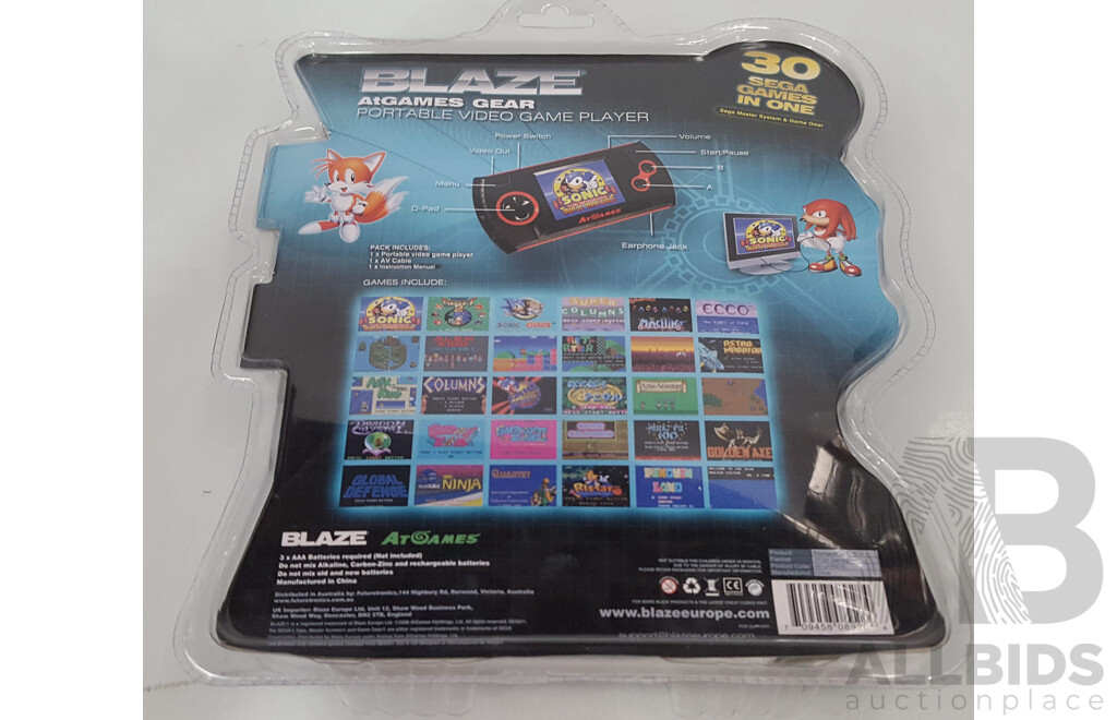 AtGames Gear Blaze Portable Video Game Player - 30 Sega Games in One