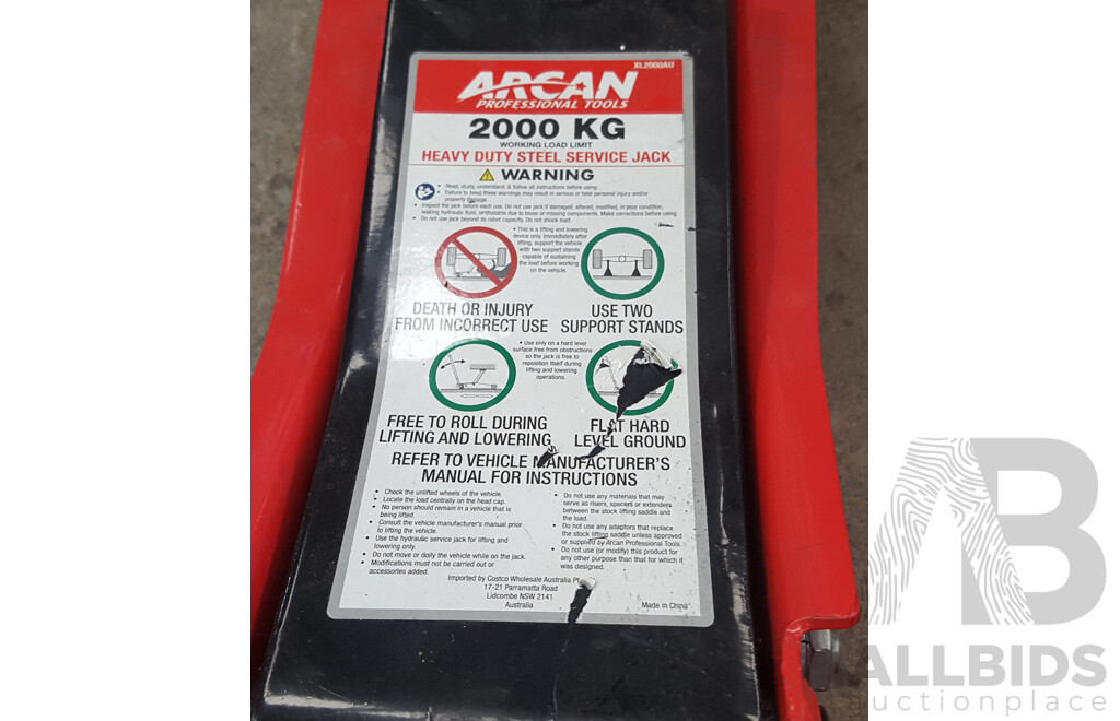 Arcan Professional Tools 2000Kg Heavy Duty Steel Service Jack