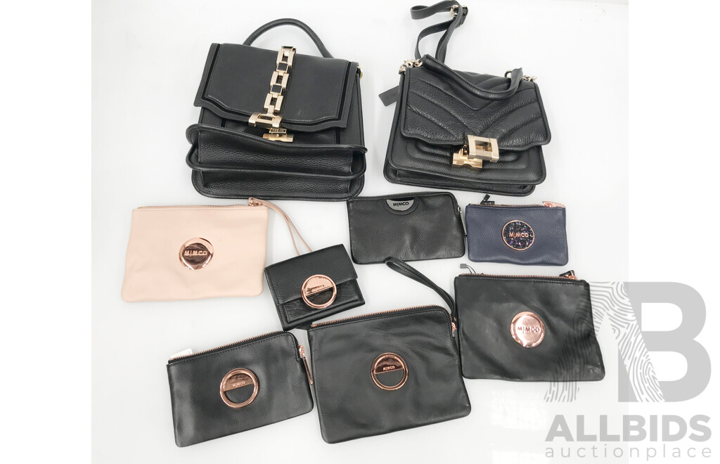 Assorted Mimco Handbags, Purses, and Wallets - Lot of 9
