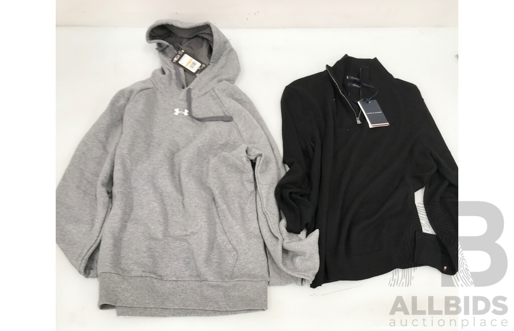 Assorted Tommy Hilfiger, Under Armour, Nike, and Underworks Clothing