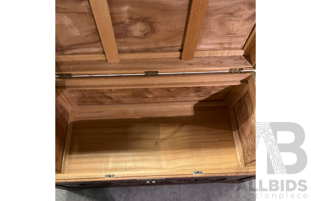 Vintage Large Oritental Carved Wood Chest