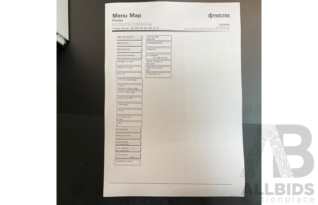 Kyocera P2040dw Printer & 2 Boxes of Envelopes