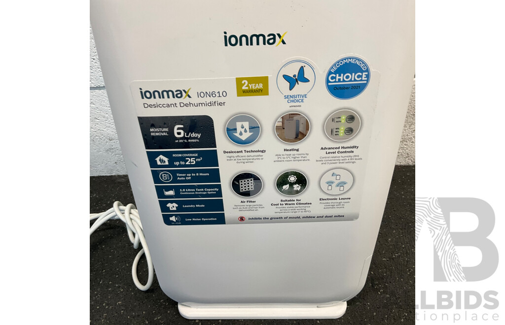 IONMAX ION610 6L Desiccant Dehumidifier