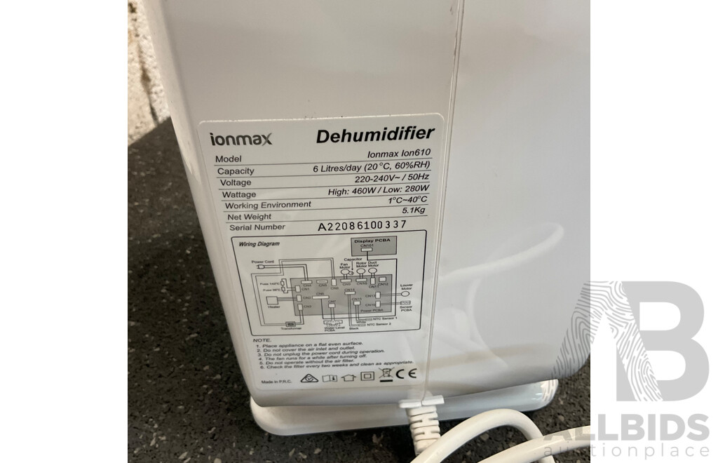 IONMAX ION610 6L Desiccant Dehumidifier