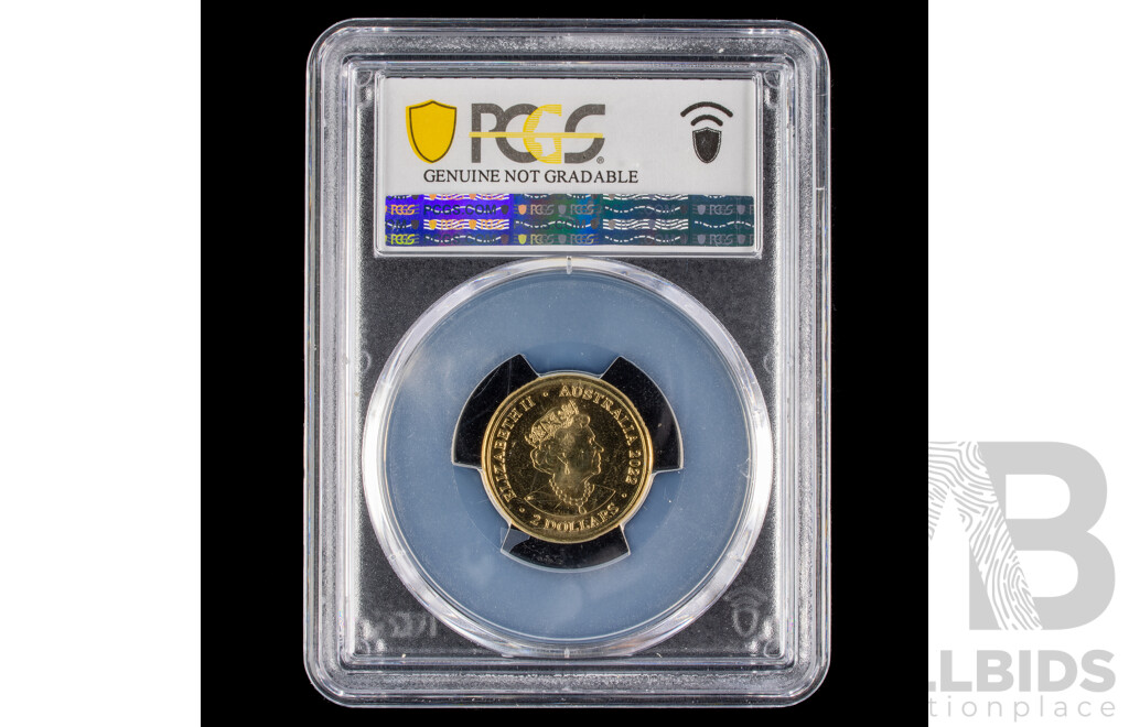 Australian PCGS $2 UNC coloured coin. Peace keeping .