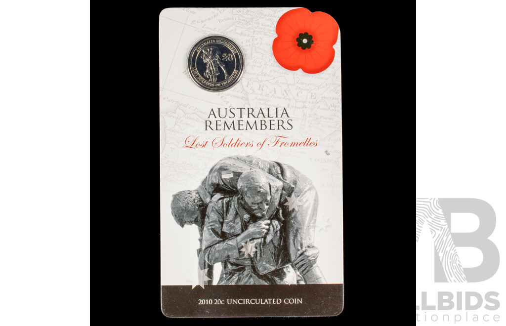 Australian 2010 50c coin. Lost Soldiers Fromelles.
