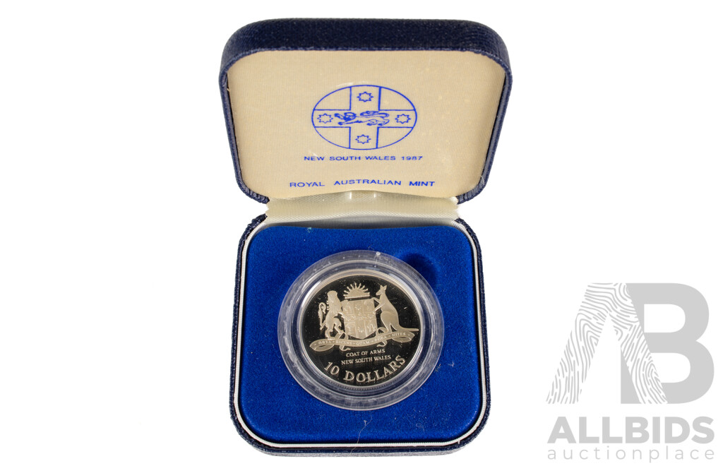 Australian 1987 Proof silver $10 coin. NSW.