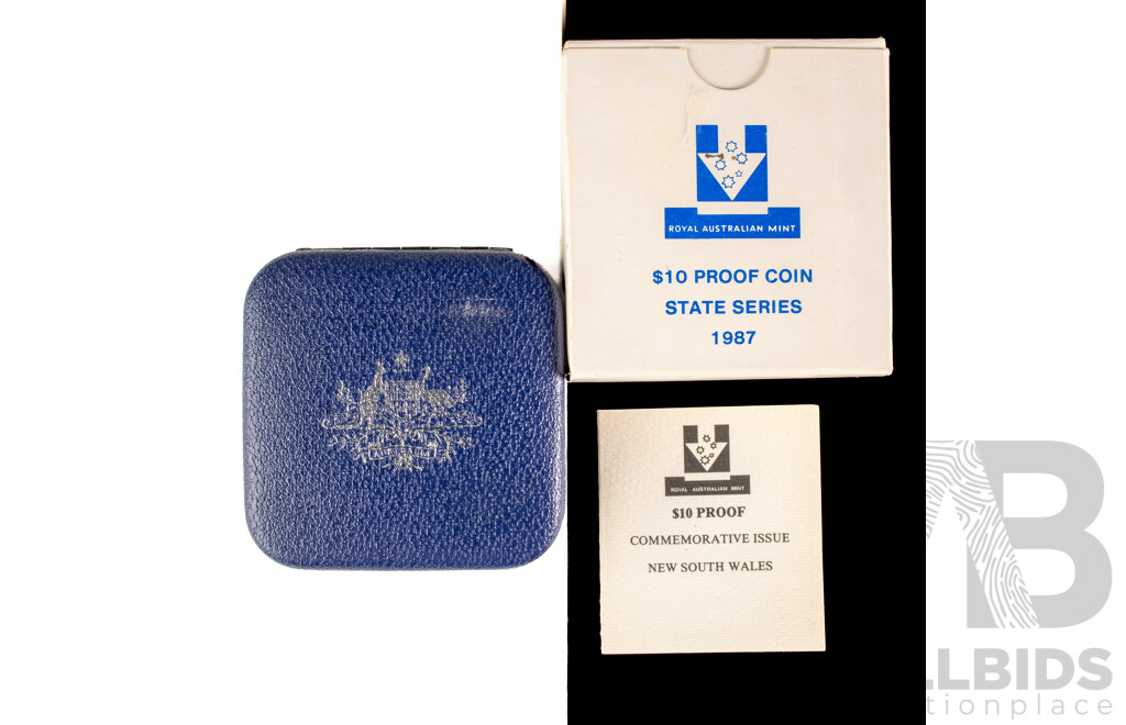 Australian 1987 Proof silver $10 coin. NSW.