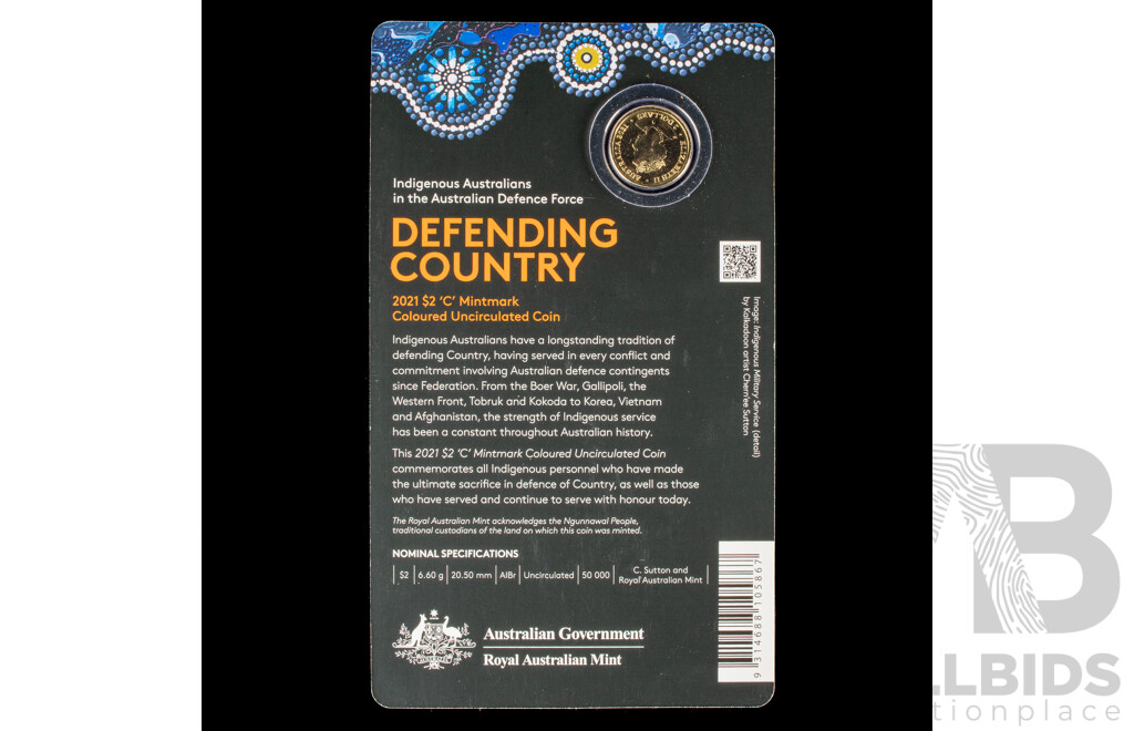 Australian 2021 $2 coin. Indigenous Australians in ADF