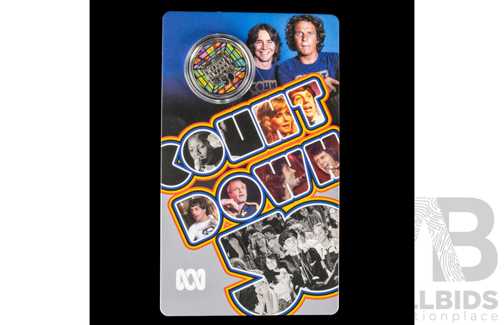 Australian 2024 Coloured 50c coin. 50 years of ABC Count Down.