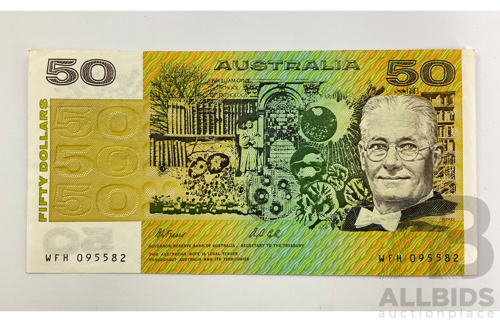 Australian 1991 Fifty Dollar Note, Fraser/Cole WFH 095582 R513 .
