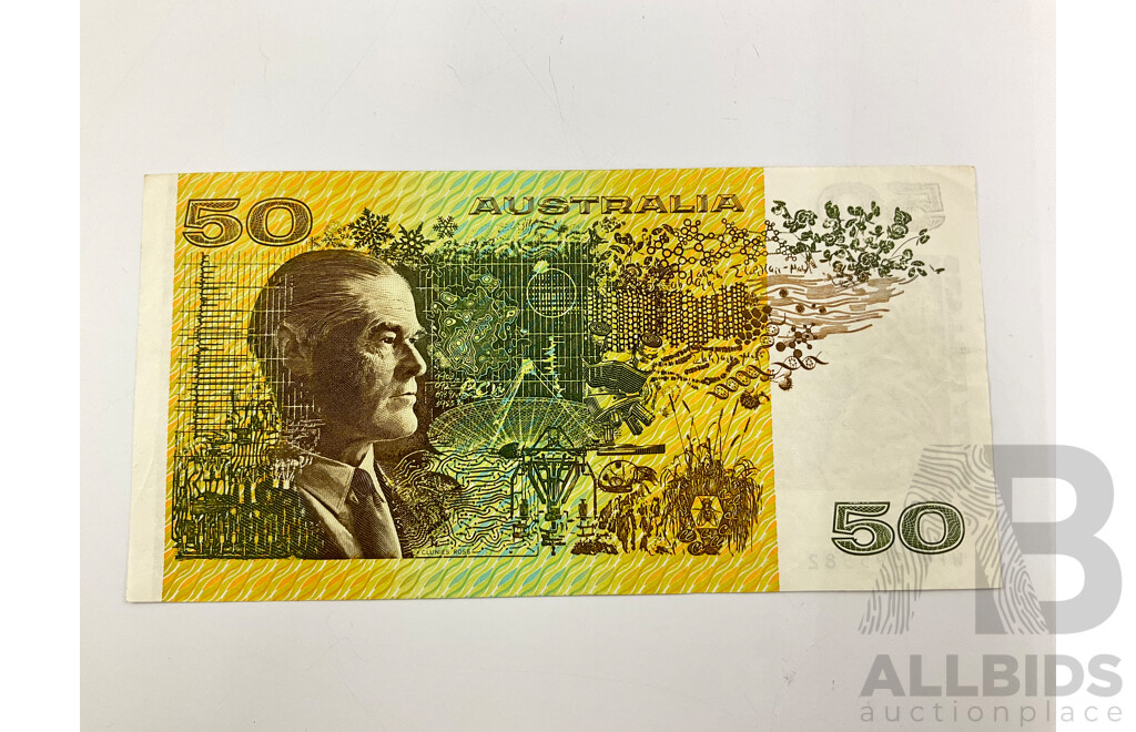 Australian 1991 Fifty Dollar Note, Fraser/Cole WFH 095582 R513 .