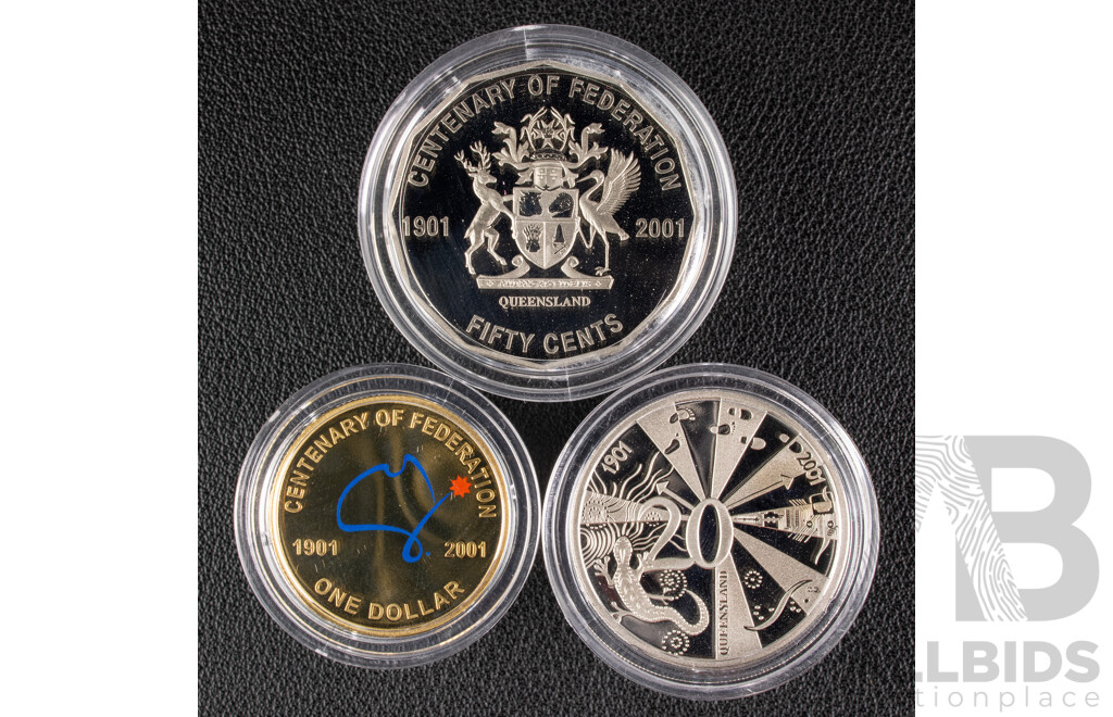 Australian RAM 2001 Three Coin Set, Federation - Queensland