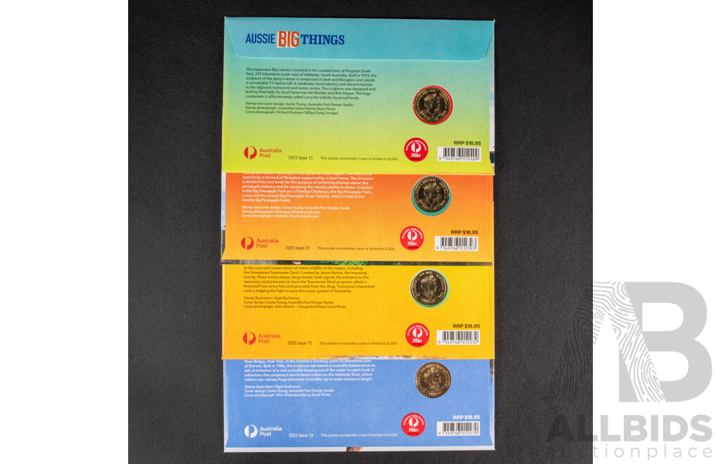 Australian RAM 2023 Aussie Big Things $1 Coins and Stamps PNC's.