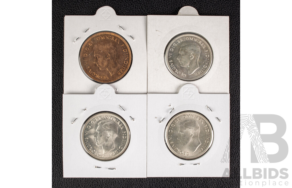 Australian 1948 Penny, 1943 1944 1947 UNC Florins.