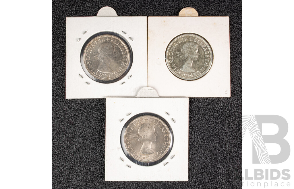 Australian 1960, 1962, 1963 UNC Florins.