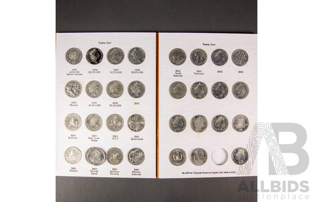 Full Set 1966-2013 RAM 20c Circulated, UNC and Proof 64 Coins in Dansco Album.