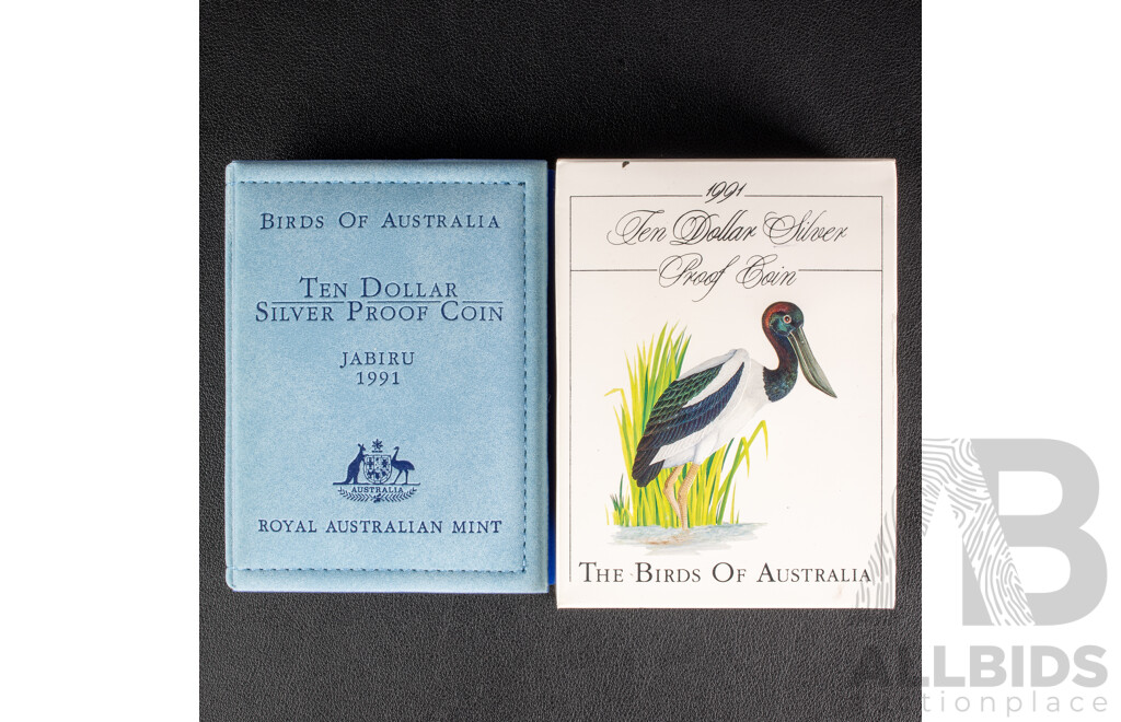 Australian 1991 Jabiru $10 Silver PROOF Coin.