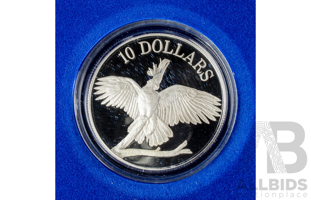 Australian 1990 Cockatoo $10 Silver PROOF Coin.