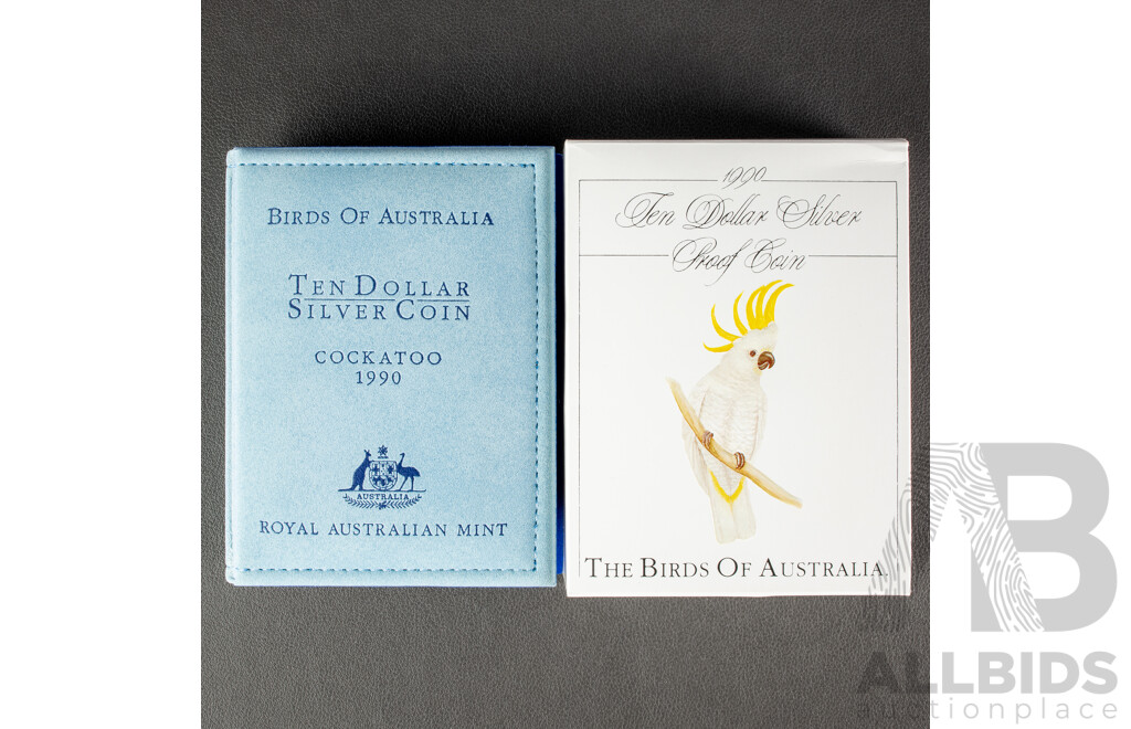 Australian 1990 Cockatoo $10 Silver PROOF Coin.