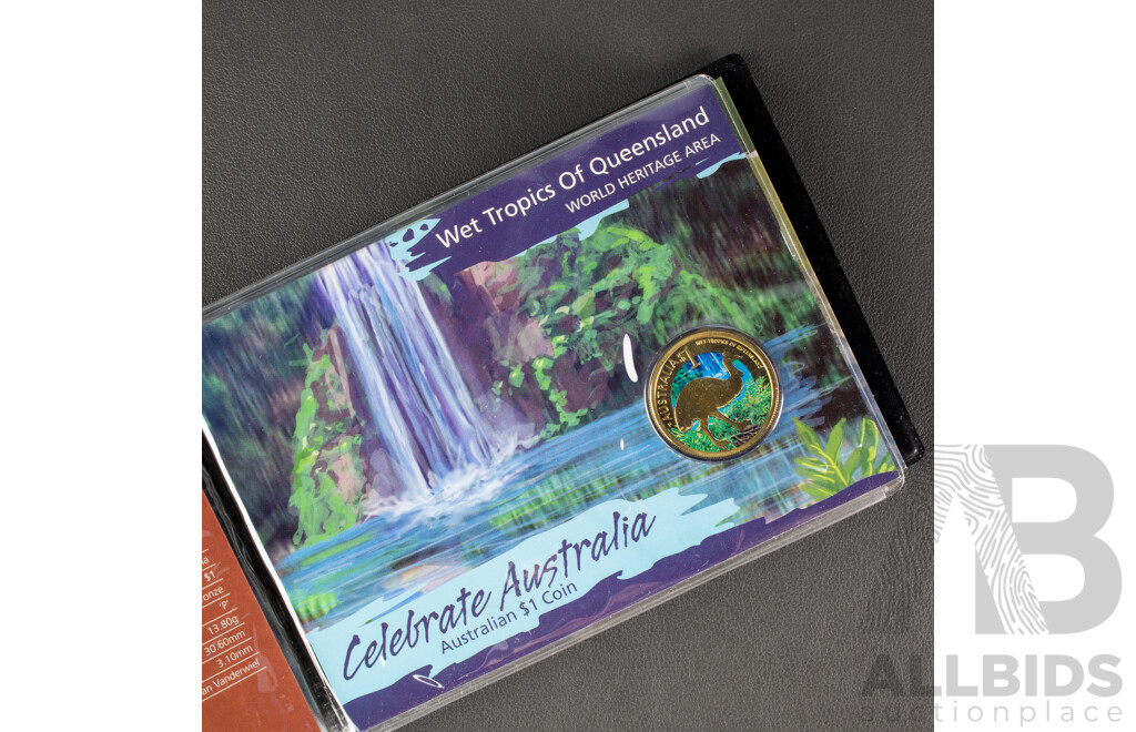 Australian Perth Mint 2011 Australian Heritage Album. Five Coloured $1 Coins.