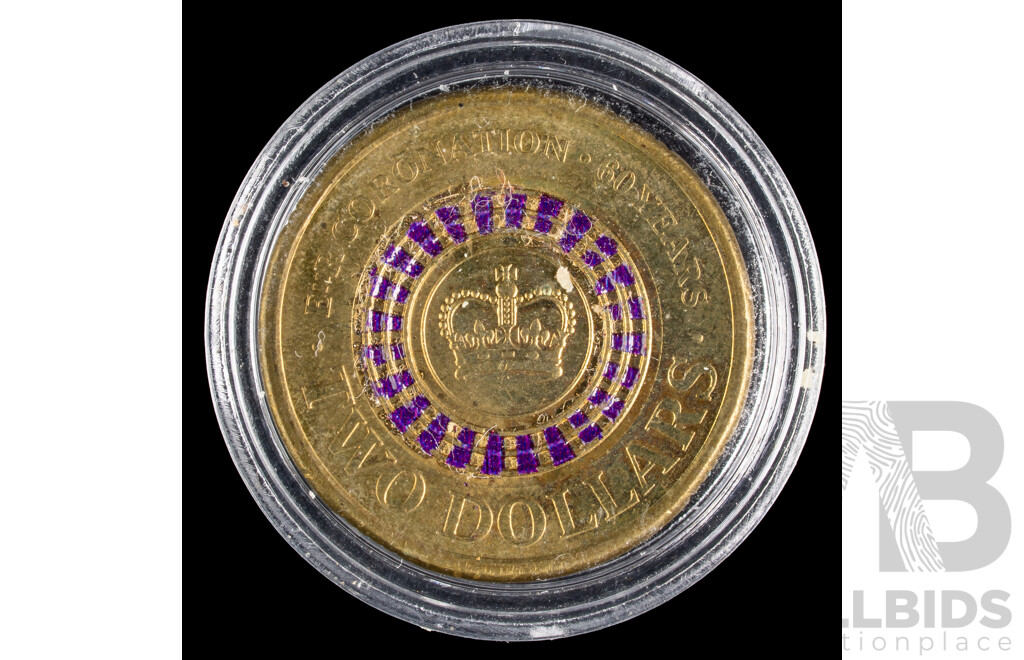 Australian 2013 coloured $2 coin.QE2 60 years Coronation