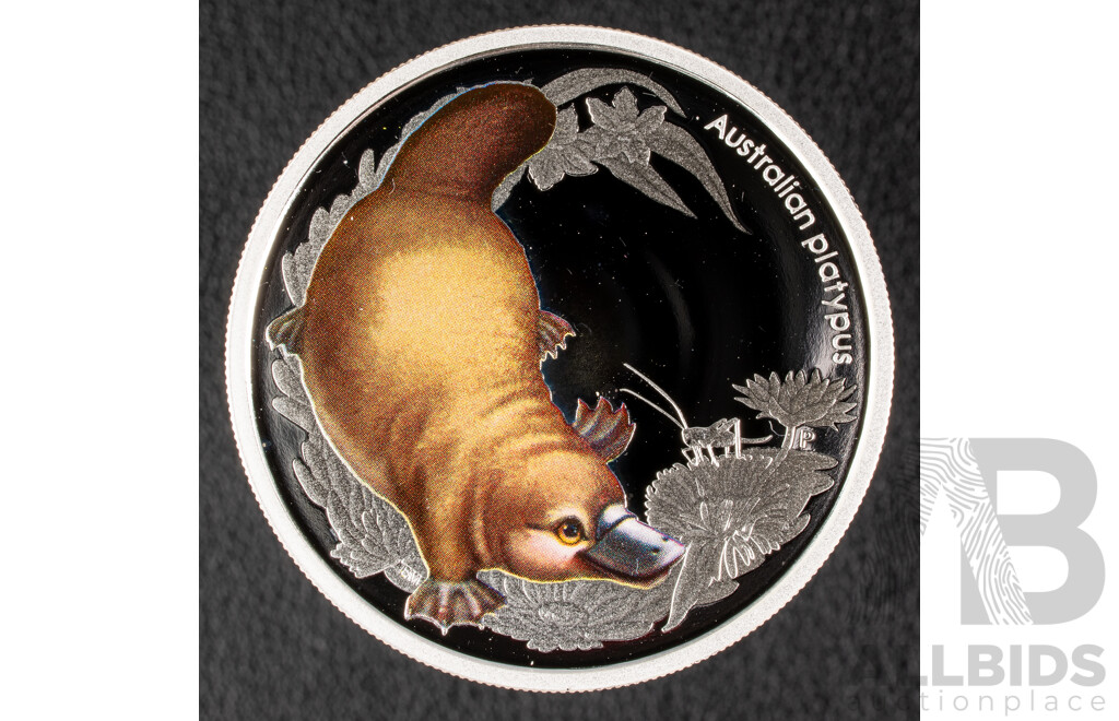 Australian Perth Mint 2013 Platypus Bush Babies Fine Silver Coloured Coin.