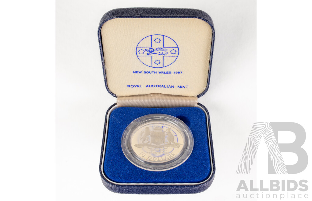 Australian 1987 Silver Proof Ten Dollar Coin, State Series New South Wales .925
