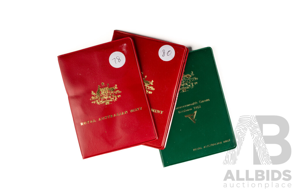 Australian 1978, 1980, 1982 RAM 6 Coin Sets.