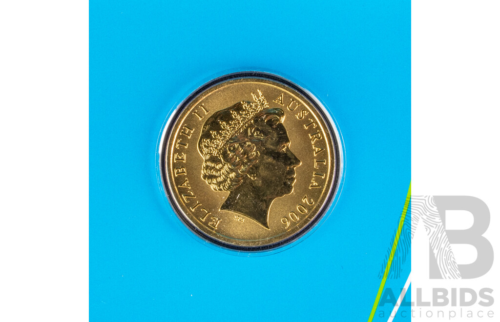 Australian 2006 Melbourne Olympics, Four 50c Coins PNC. $5 Coin Queen's Baton Relay