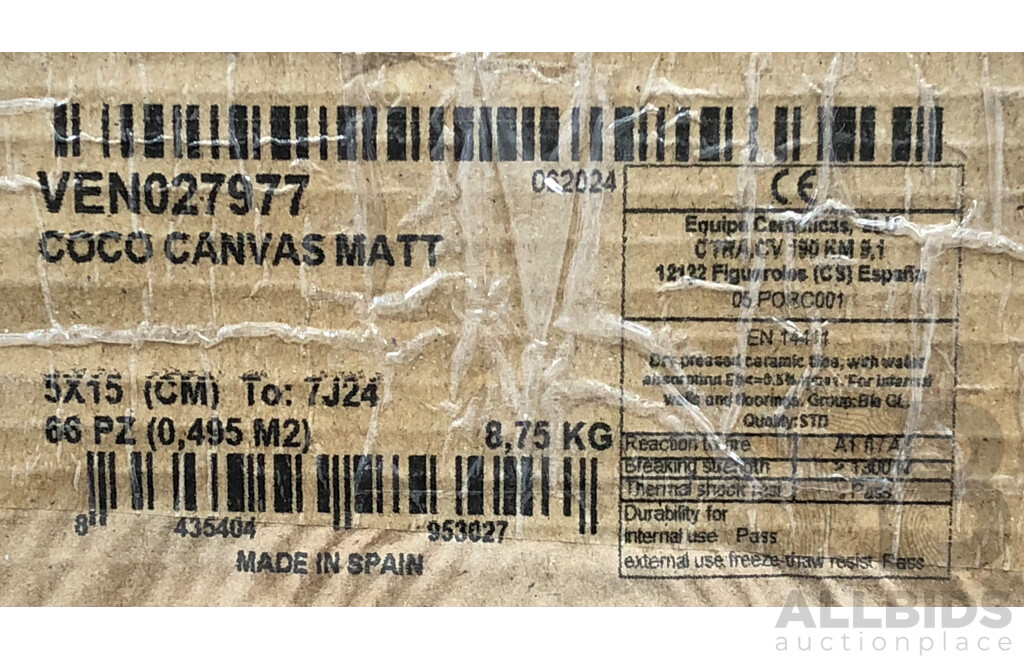 Equipe Matt Wall Tiles - Coco Canvas - 0.99 Square Meters - Brand New