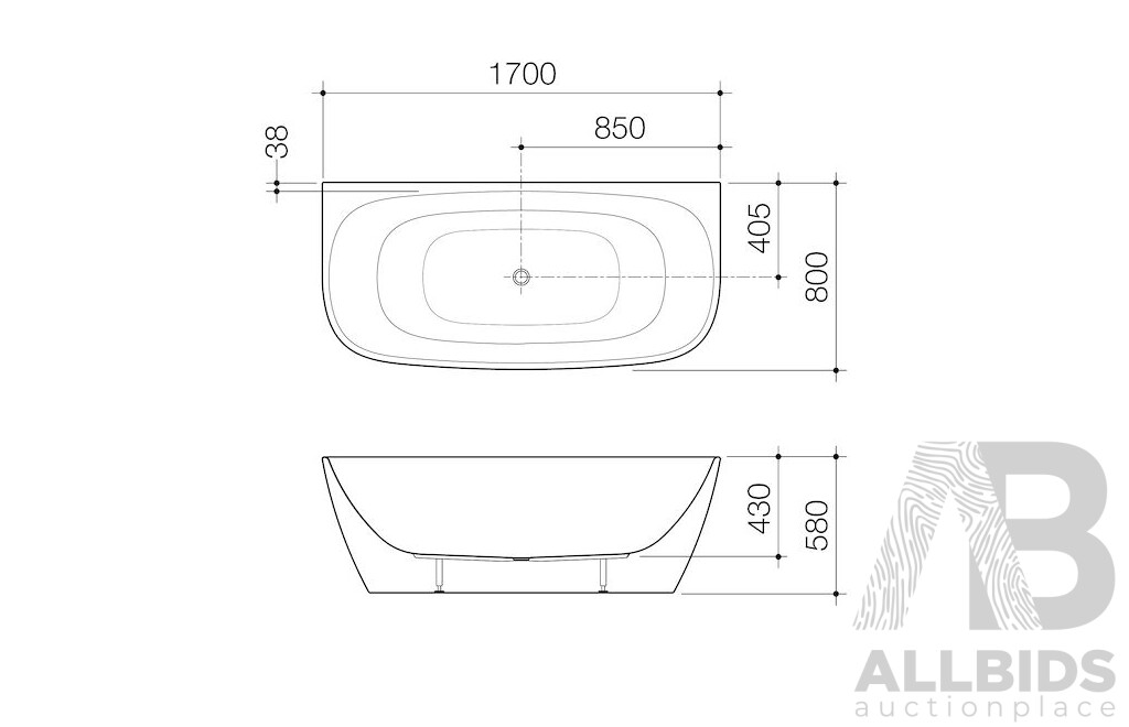 Contura II 1700mm Back to Wall Freestanding Bath - Matte White - Brand New - RRP $3669-00