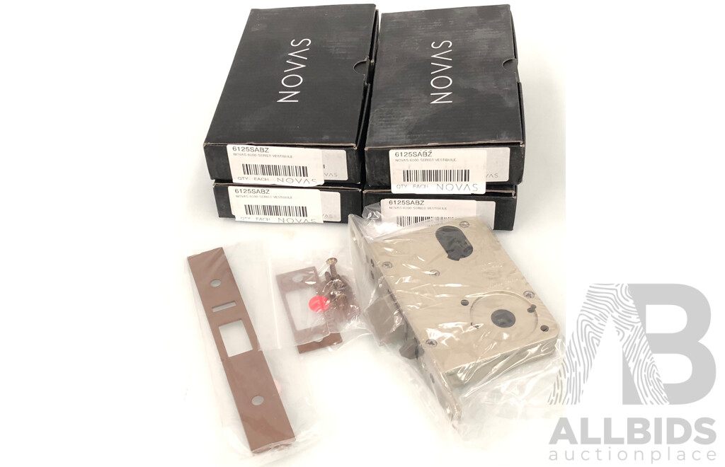 Novas Vestibule Lock 60mm Backset - Satin Bronze - Lot of Four - Brand New - RRP $680.00