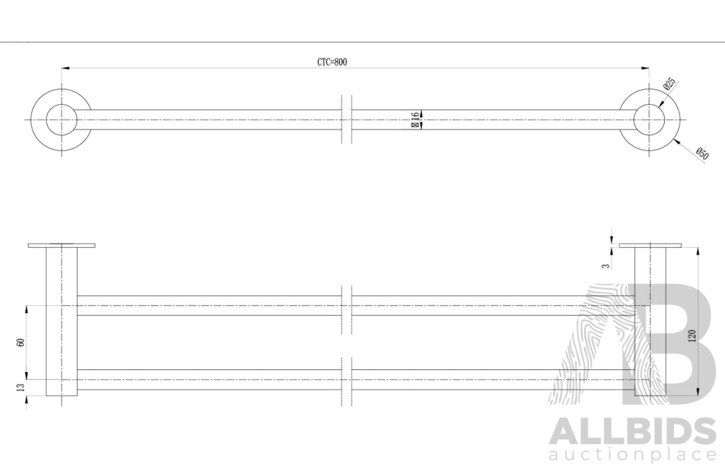 Novas 800mm Satin Nickel Double Towel Rail - Brand New - RRP $650.00