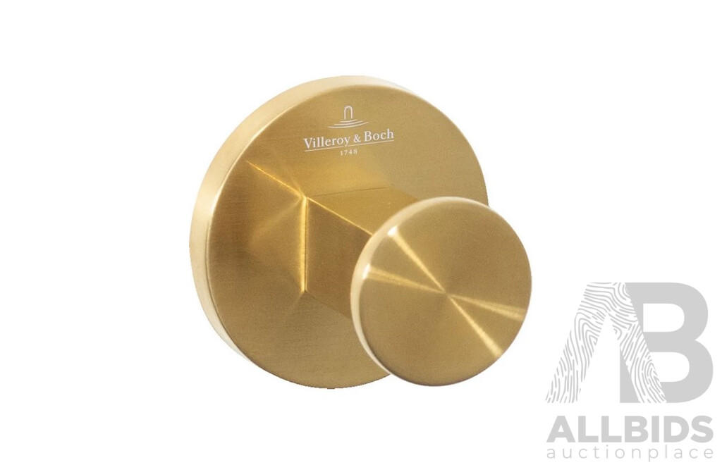 Two Villeroy & Boch Colour Choice in Wall Mixer Bodies and Brushed Gold Robe Hook - Brand New - RRP $360.00
