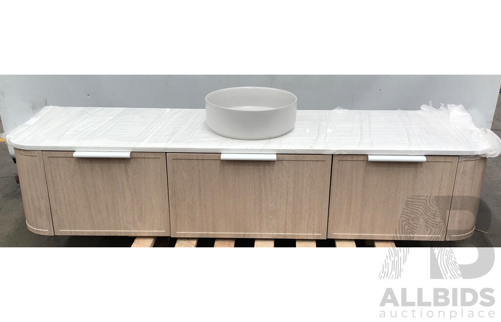 Marquis 1800mm Wallmount Single Basin Rounded Corner Vanity  - New