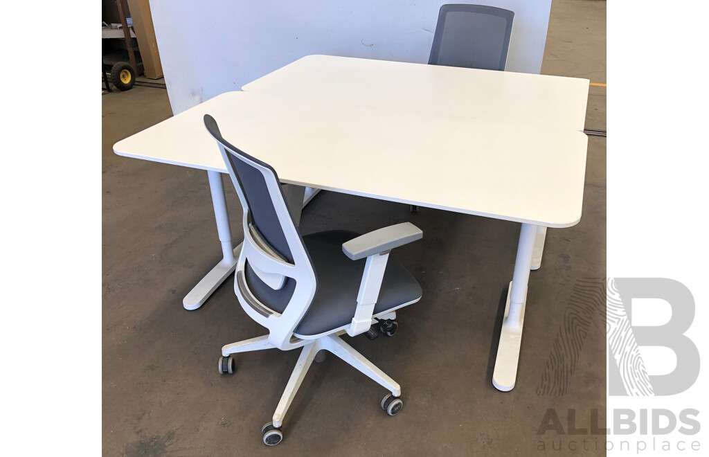 Ikea Bekant Height Adjustable 1600mm Desk and Gaslift Chair - Set of Two