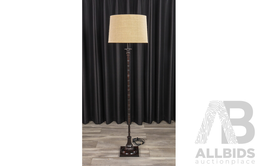 Simulated Bamboo Floor Lamp with Fabric Shade