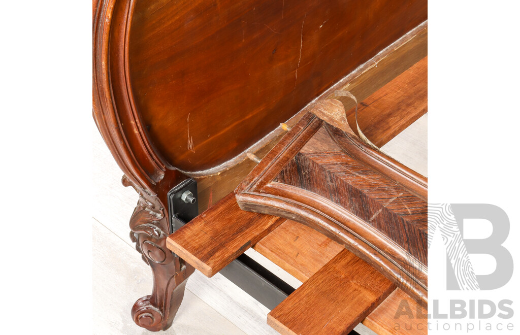 Heavily Carved Louis XV Rosewood Queen Sized Bed Frame